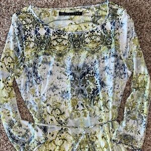 Ivanka Trump Long Sleeve Fitted Floral Dress